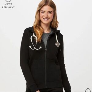 FIGS Black On-Shift Full Zip Hoodie